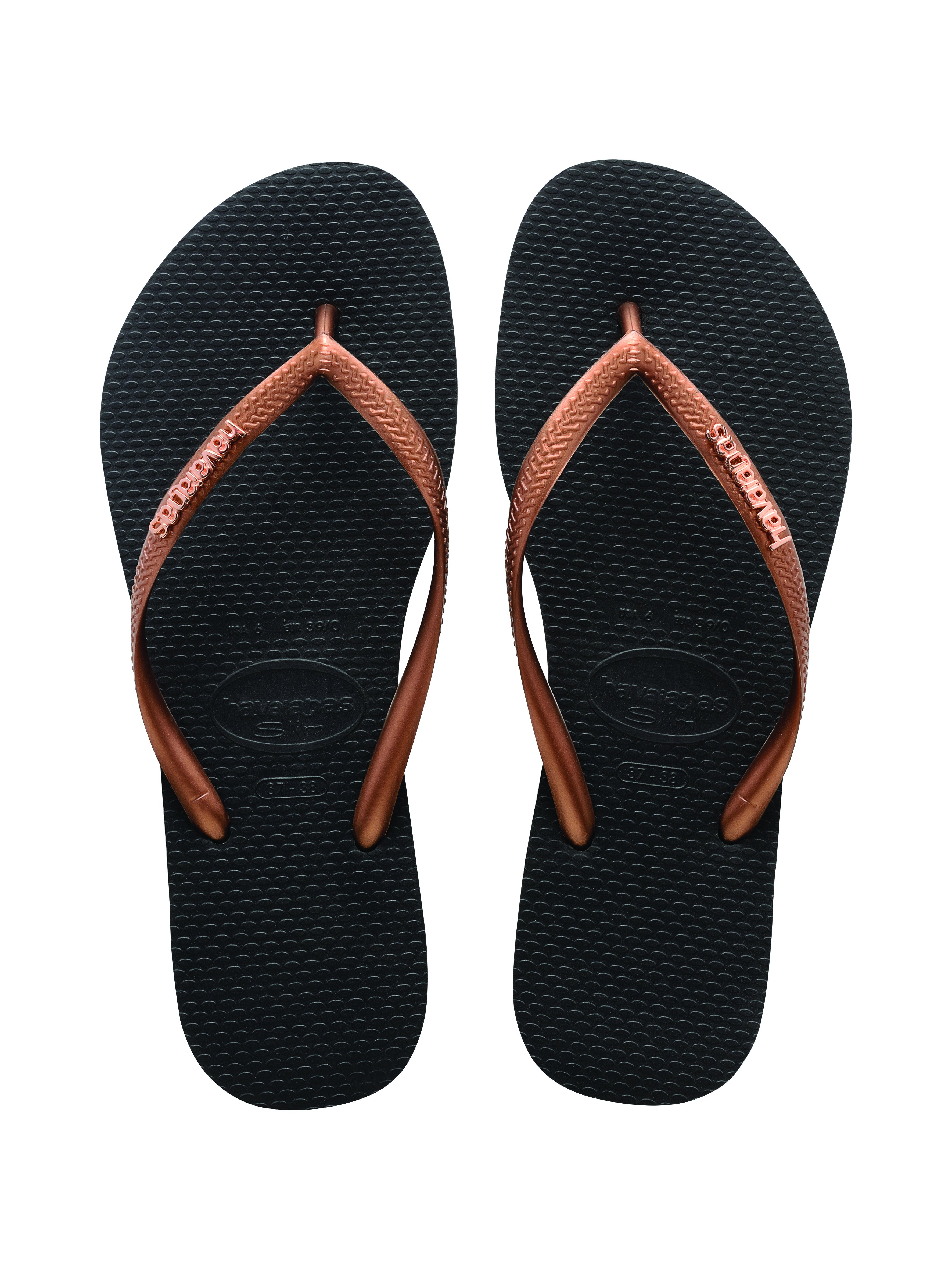 Havaianas logo metallic black hot sale